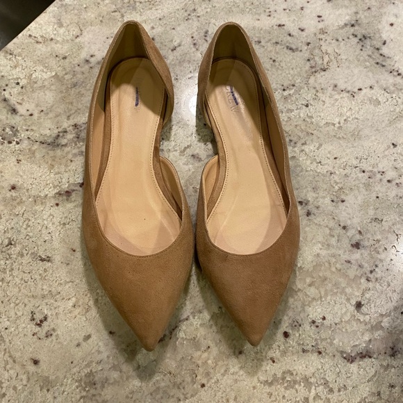J. Crew tan suede pointed flats